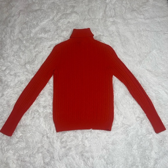 J. Crew Wool Cashmere Blend Red Orange Knit Pullover Turtleneck Sweater Sz Small - Picture 5 of 8